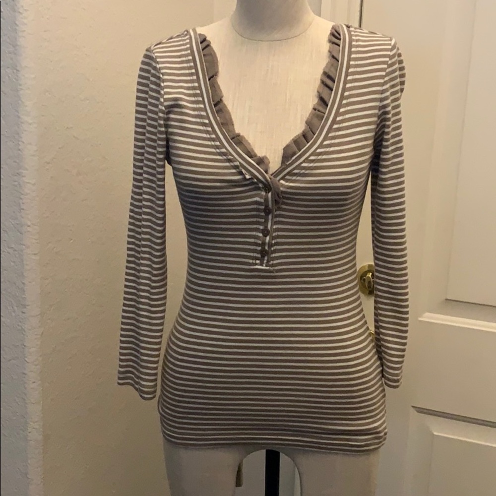 Old Navy Strip Top -Tan & White